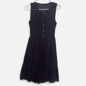 J. Crew Navy Eyelet Cotton Midi Dress Size 00